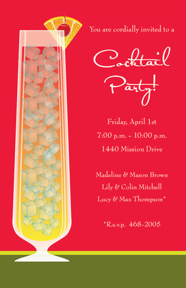 Sunset Cocktail Pink Formal Drink Party Invitations