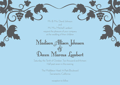 Modern Grape Vine Lavender Wedding Invitations