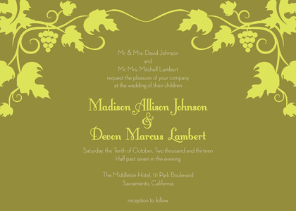 Modern Grape Vine Lavender Wedding Invitations