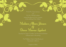 Modern Grape Vine Lime Vintage Wedding Invitations