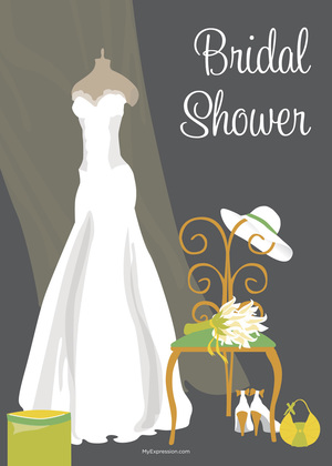 Bridal Dress Special Day Green Bridal Shower Invites