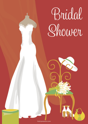 Bridal Dress Special Day Green Bridal Shower Invites