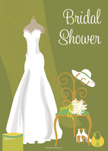 Bridal Dress Special Day Green Bridal Shower Invites