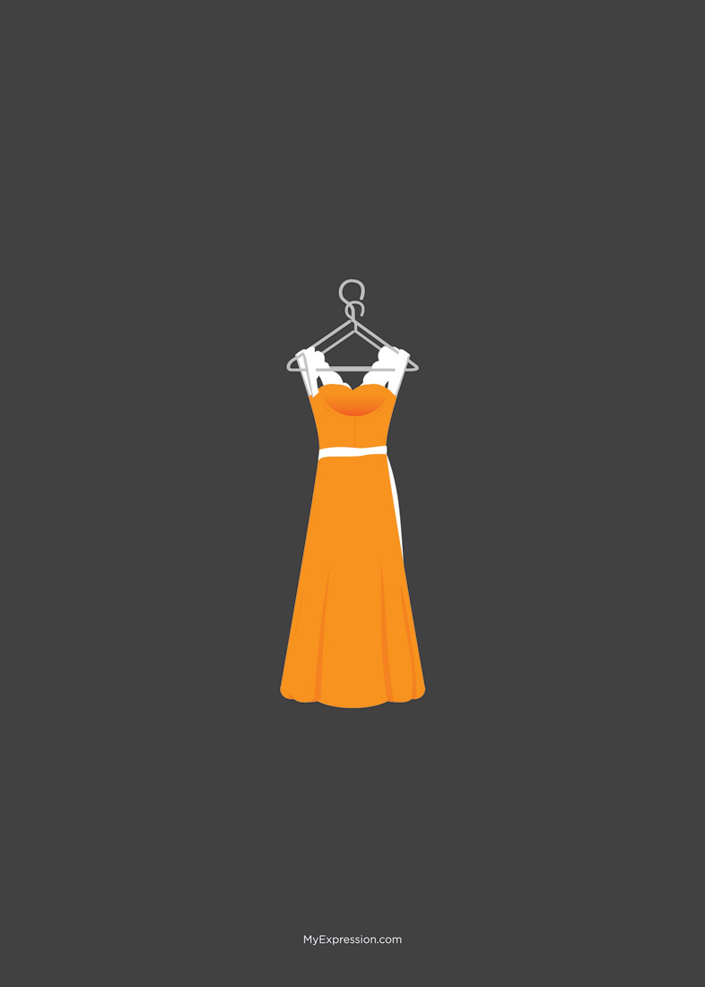 Sassy Orange Waiting Dress Charcoal Bridal Invitations