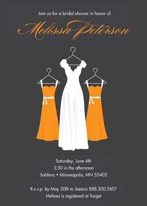 Modern Yellow Waiting Dress Charcoal Bridal Invites