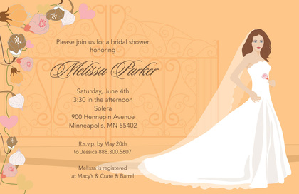 Beautiful Bridal Elegance In Classic Peach Invitations