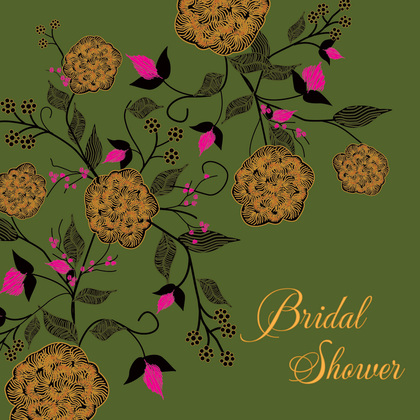 Vintage Floral Square Brown Bridal Shower Invitations