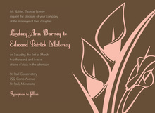 Traditional Pink Floral In Brown Wedding Invitations