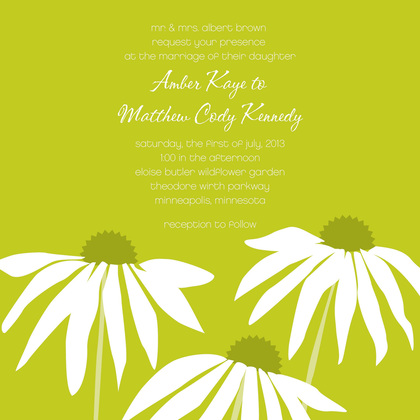 Yellow Daisies Charcoal Square Wedding Invitations