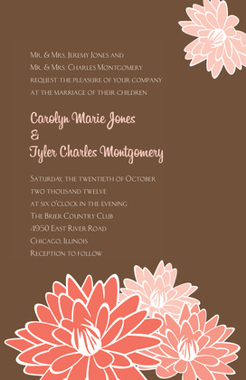 Blue Peach Blooms Wedding Invitations