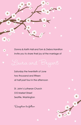 Modern Pink Blossoms Wedding Invitations