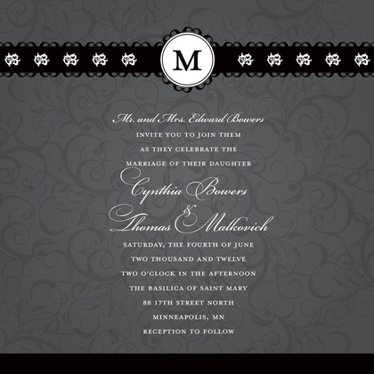 Modern Red Flourish Monogram Design Invitations
