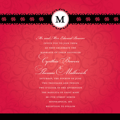 Modern Red Flourish RSVP Cards