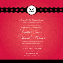 Holiday Red Damask Border Modern Party Invitations