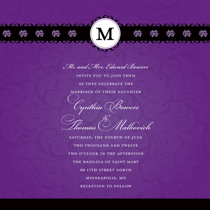 Modern Red Flourish Monogram Design Invitations
