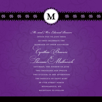 Black Flourish Formal Monogram Wedding Invitations