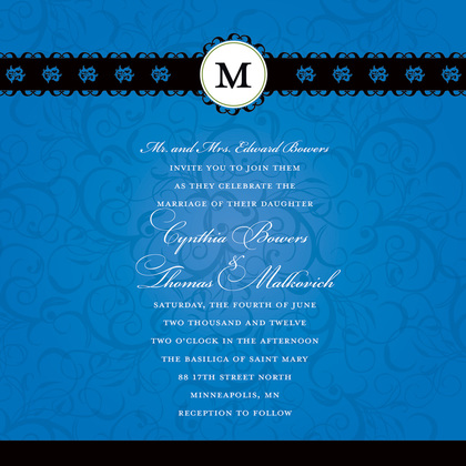 Stylish Formal Golden Flourish Initial Wedding Invites