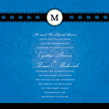 Elegant Flourish Medium Blue Modern Wedding Invites