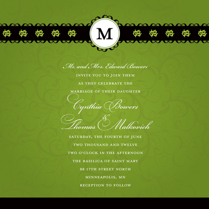 Elegant Flourish Medium Blue Modern Wedding Invites