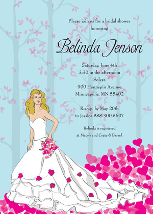 Fairy Tale Black Haired Bride Shower Bridal Invites