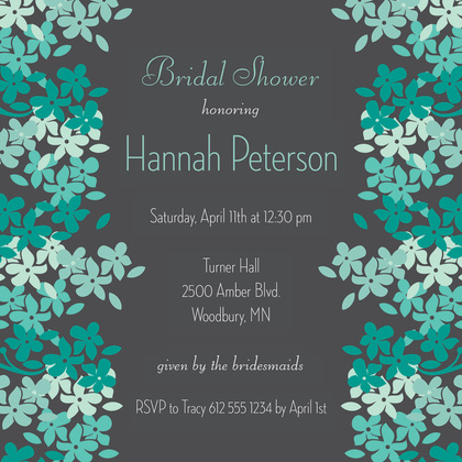 Bright Blooms Lavender-Charcoal Square Wedding Invites