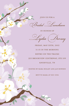 Pink Posy Branch In Sky Blue Cool Summer Invitations