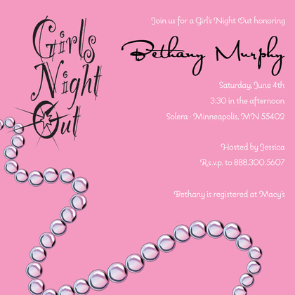 Fun Pearls Feminine Purple Bridal Shower Invitations