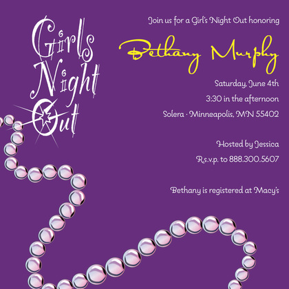 Girls Night Out Pearls Pink Square Party Invitations