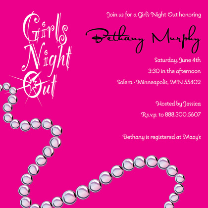 Girls Night Out Pearls Pink Square Party Invitations