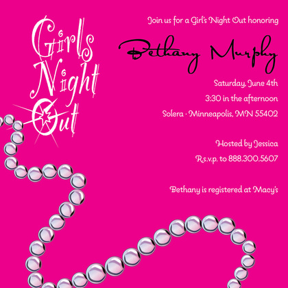 Fun Pearls Feminine Purple Bridal Shower Invitations