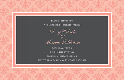 Stylish Green Damask Border Formal Party Invitations