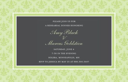 Modern Damask Green Thank You Cards