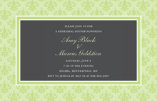 Formal Damask Pattern In Green Wedding Invitations