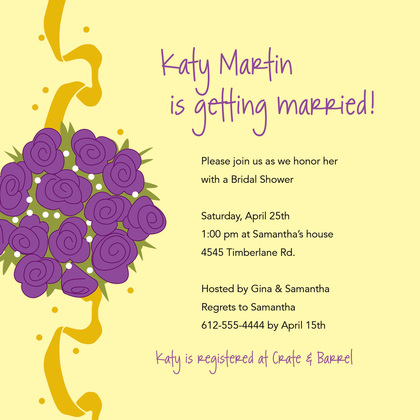 Catch Yellow Bridal Bouquet Purple Wedding Invitations