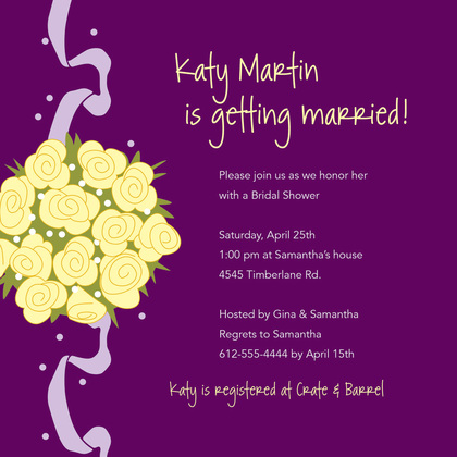Catch The Yellow Bouquet Purple RSVP Cards