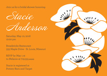 Vintage White Floral Stylish Orange Wedding Invites