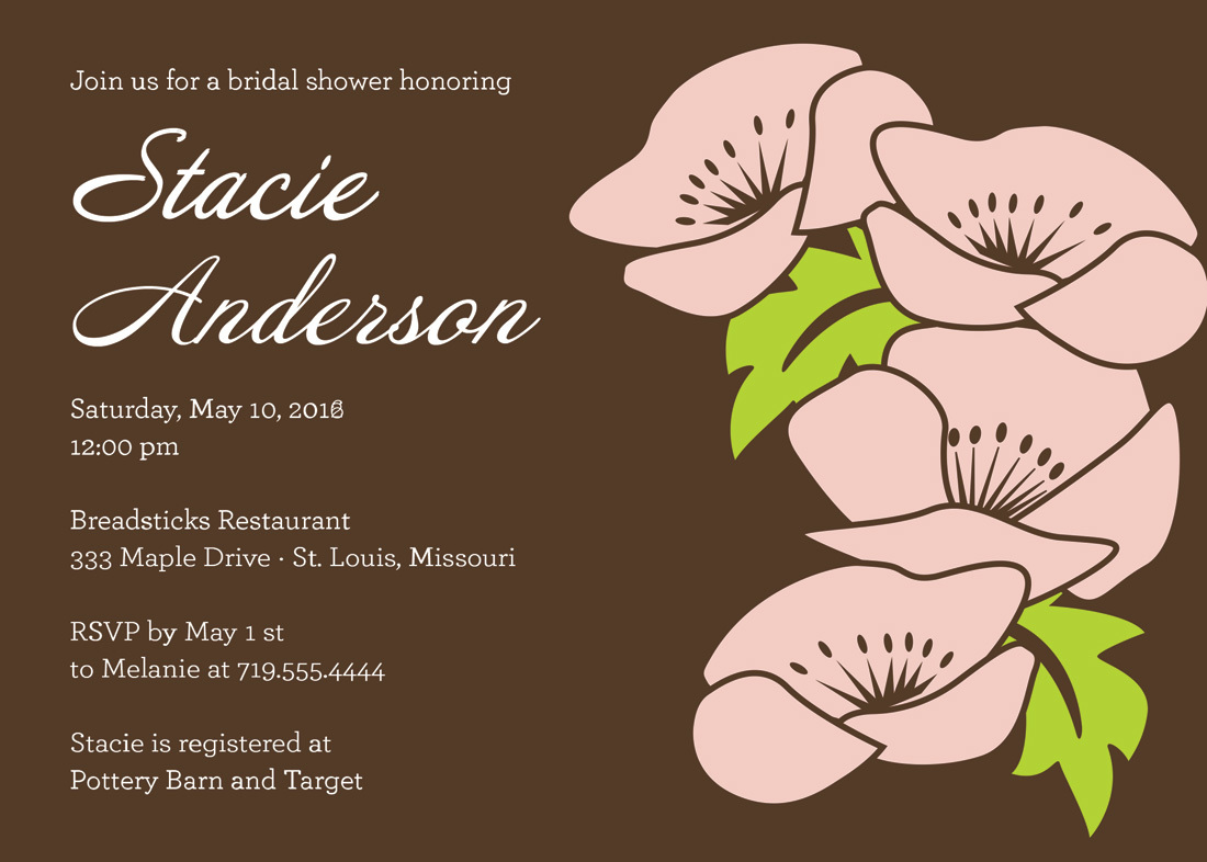 Vintage Brown Floral Wedding Shower Invitations