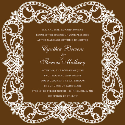 Elegant Vine Frame Red Formal Wedding Invitations