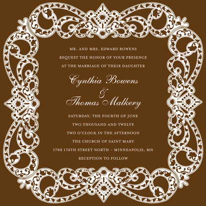 Embellished Vine Brown Thank You Cards