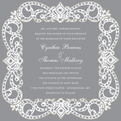 Understated Victorian Style Blue Wedding Invitations