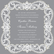 Elegant Vine Frame Silver Square Wedding Invitations