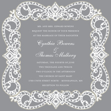 Grey Patterned Flourish Formal Wedding Invitations