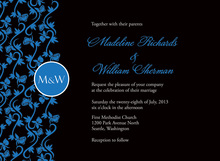 Formal Medium Blue Vines Wedding Invitations