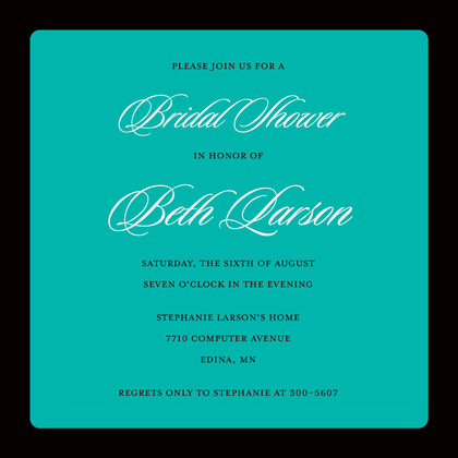 Teal Panel Black Border Invitations