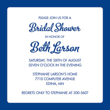 Blue Border White Square Invitation