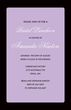 Black Border Lavender Square Party Invitations