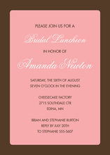 Formal Brown Border Pink Invitation