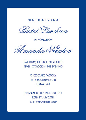 Medium Blue Border Blue Corporate Shower Invitations