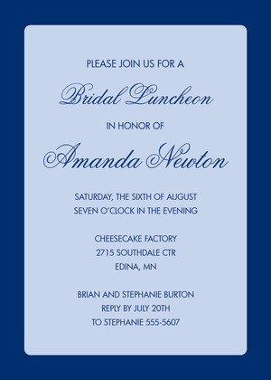 Formal Blue Border White Blue Business Invitations