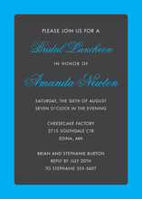 Bright Blue Border Stylish Charcoal Party Invitations